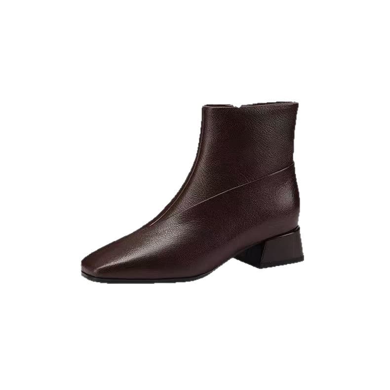 Women's Winter Ankle Boots – Fleece-Lined Soft Microfiber, Mid-Heel Square Toe, Side Zip, photo 5