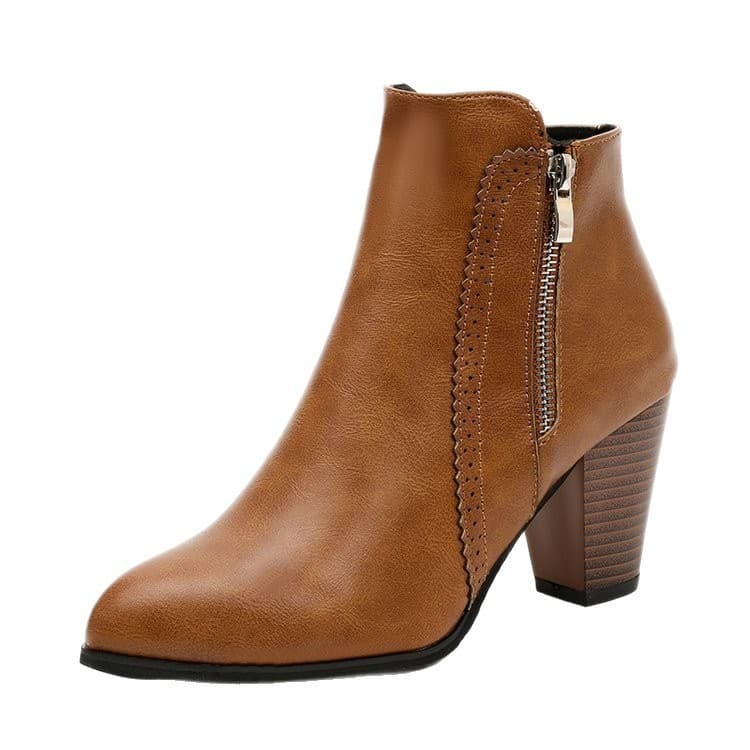 Sizes 35–43: Cross-Border Plus-Size Women's Boots—European-Style Pointed-Toe Chunky-Heel Side-Zip Dr. Martens-Style High-Heel Ankle Boots, Plus-Size Women's Shoes, photo 7