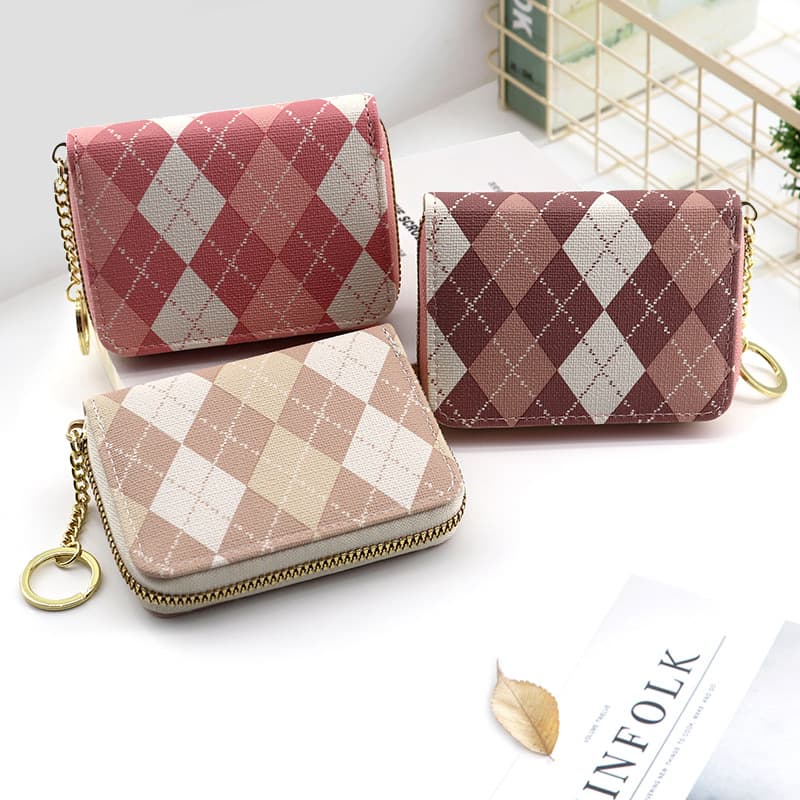 New Diamond-Pattern Zipper Coin Purse: Large-Capacity, Multifunctional Card Holder for Women—Luxurious Wallet with Korean-Style Anti-Demagnetization Card Sleeves, photo 2