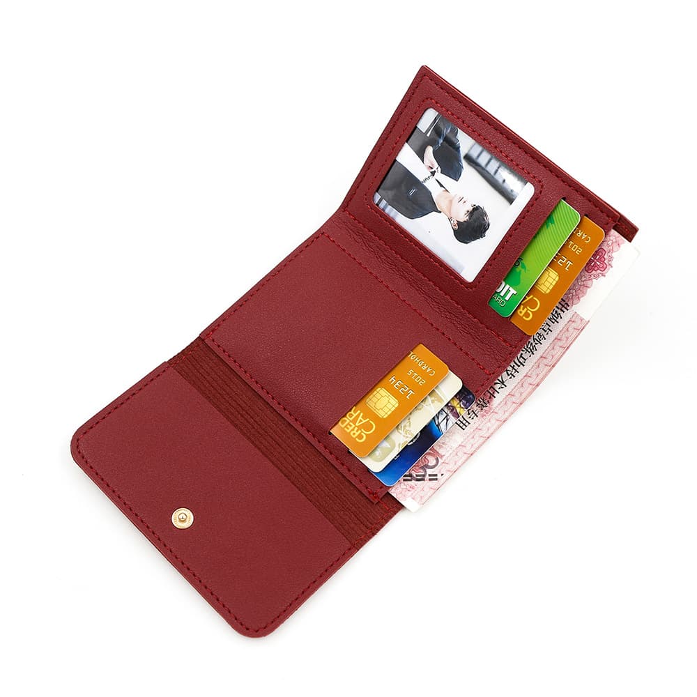 Women's Tri-Fold Wallet – Multiple Card Slots, Large Capacity & Coin Purse | Solid Color PVC, photo 4