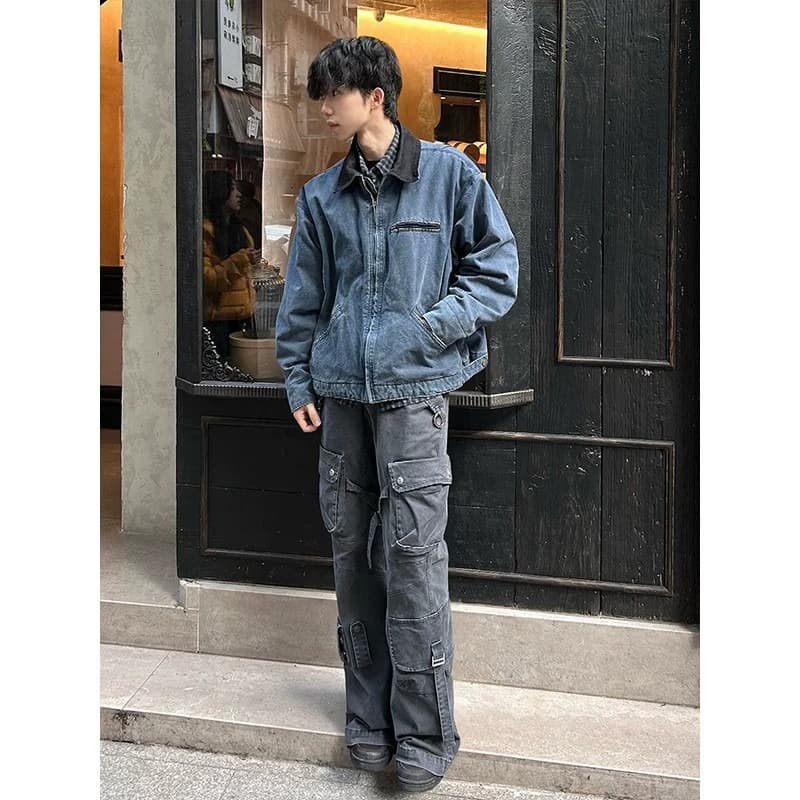 Detroit Blue Men's Vintage-Style Lightweight Work Jacket with Zip Front, photo 5