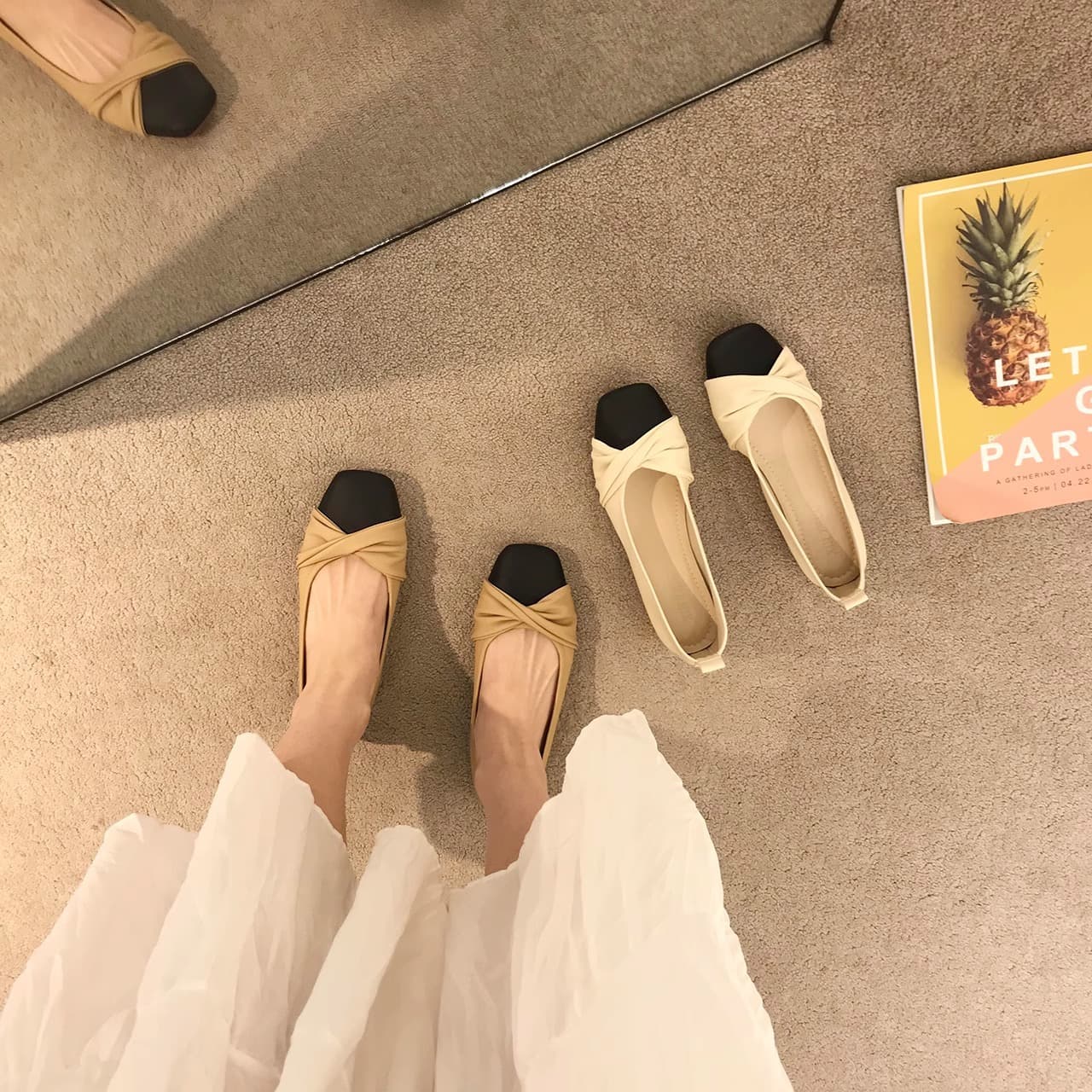Women's Soft-Sole Pointed Toe Flats & Mules – Chunky Heel Casual Shoes in Beige or Khaki, photo 4