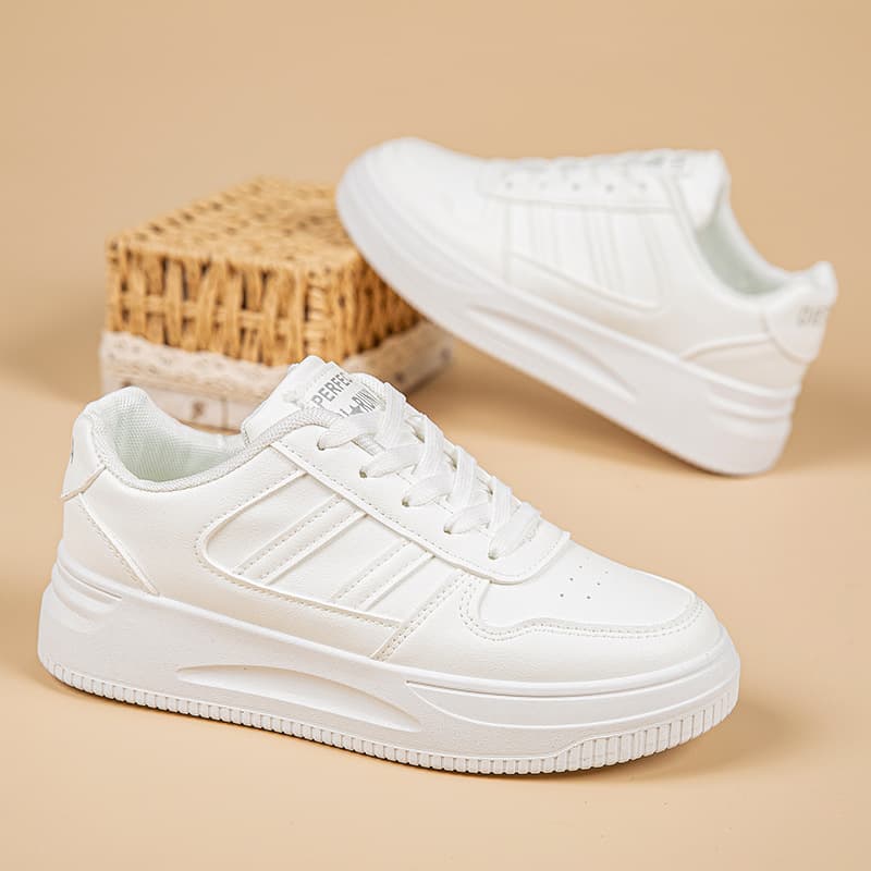 Women's Chunky Sole Sneakers – Lightweight, Non-Slip, Korean-Style Casual Shoes in White, Brown & Blue, photo 6