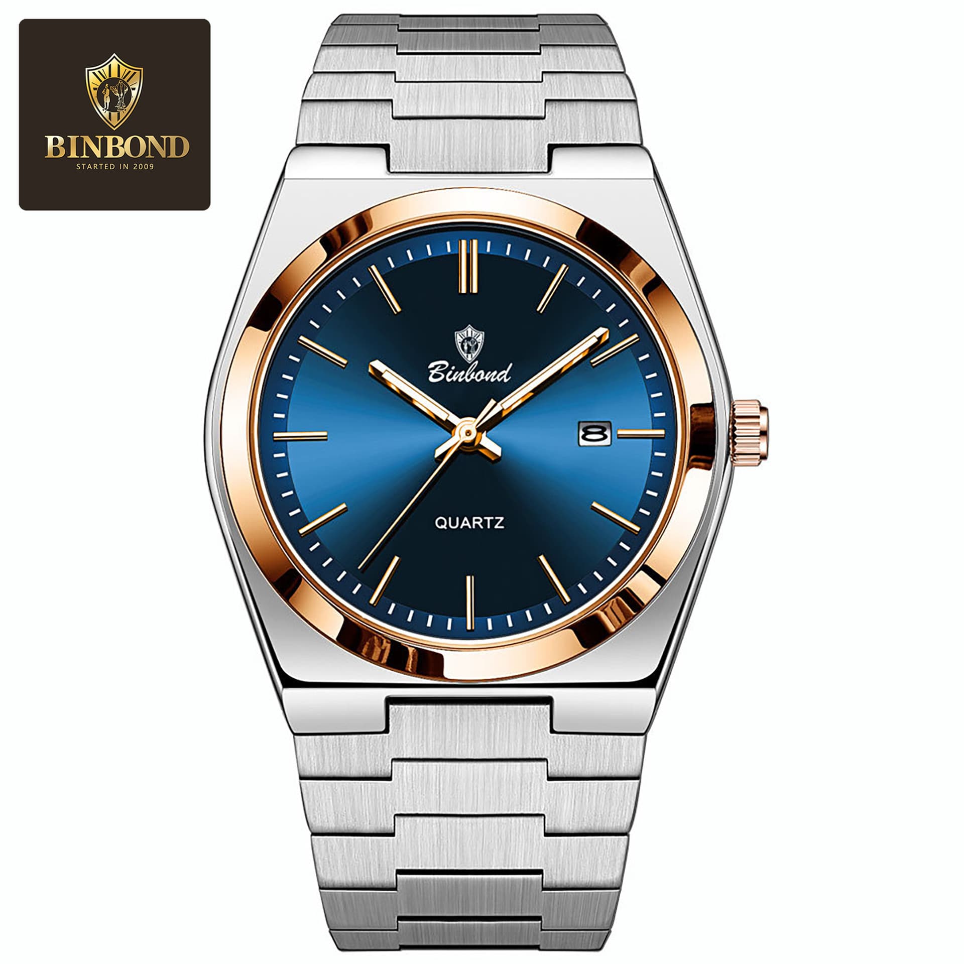 BINBOND Ultra-Thin Men's Quartz Watch – Water-Resistant, Luminous, Stainless Steel Business Watch, photo 5