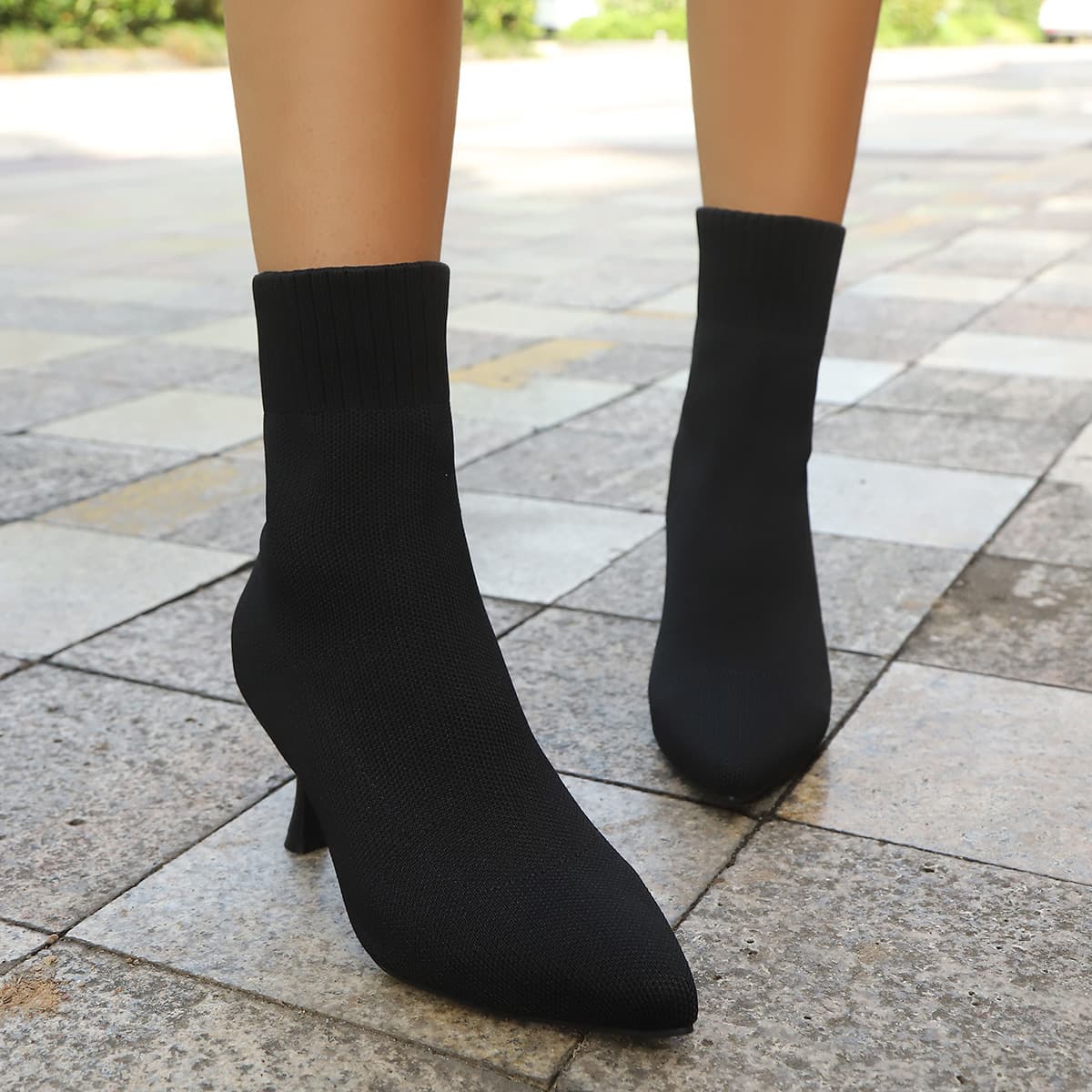 Cross-Border Knit High-Heel Fashion Boots for Women: European & American Style, Fall 2025 New Arrivals—Slim-Heel, Plus Size, Pointed-Toe, Sleeved, Stretch Sock Boots, photo 8