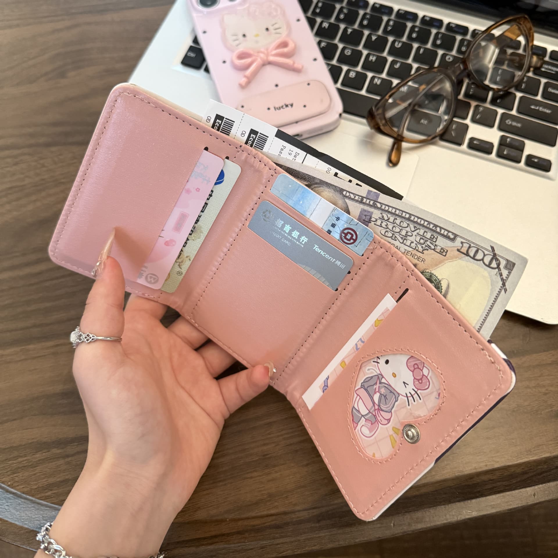 Cute Kitten-Printed Women's Short Wallet – PU Leather, Multiple Card Slots, Buckle Closure & Coin Pocket, photo 2