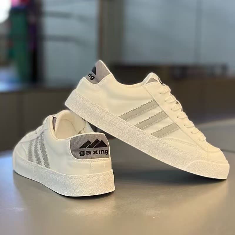 Men's Low-Top Canvas Sneakers – Breathable Lightweight Casual Shoes with Soft Rubber Sole, Three Stripes, White/Black/Black & White, Sizes 38-43, photo 4