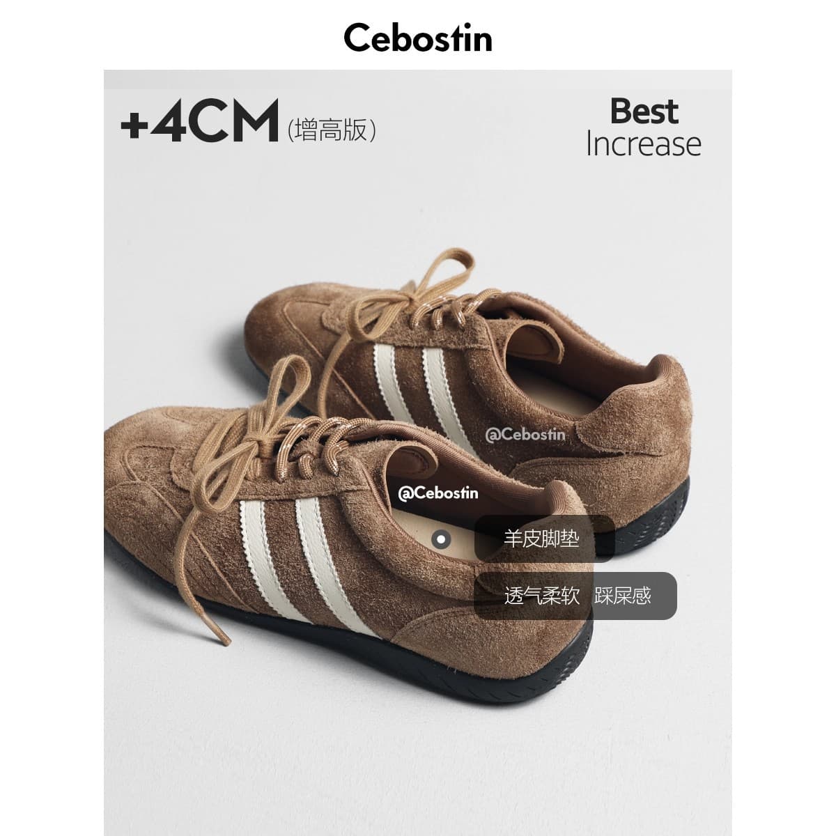 Women's Genuine Leather Sneakers with Hidden Heel – Casual Lace-Up Shoes in Black, Brown, Beige, photo 3