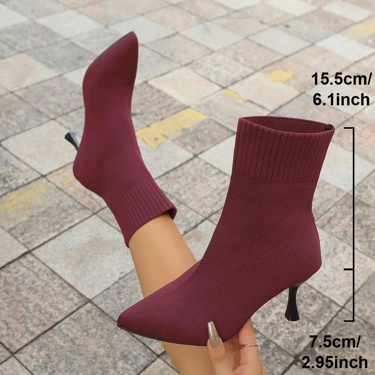 Cross-Border Knit High-Heel Fashion Boots for Women: European & American Style, Fall 2025 New Arrivals—Slim-Heel, Plus Size, Pointed-Toe, Sleeved, Stretch Sock Boots, photo 3