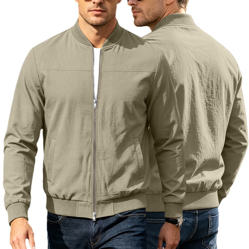 Cross-border AliExpress Men's American-Style Solid-Color Baseball Jacket with Zipper Side Pockets, Aviator Jacket, Outdoor Sports Jacket, photo 5
