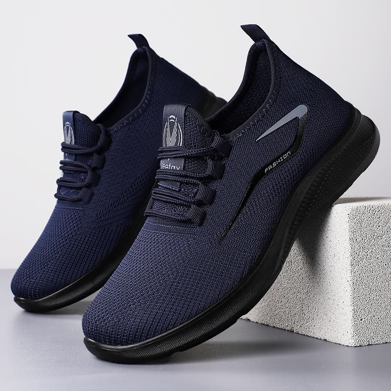 Men's Lightweight Breathable Knit Sneakers – Comfortable Slip-On Casual Shoes, Black/Gray/Royal Blue, Sizes 39-48, photo 3