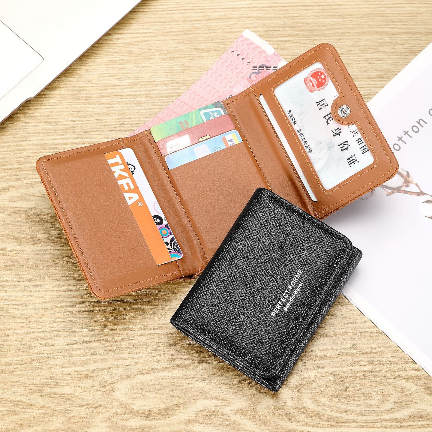 Cross-Border Best-Seller: Solid-Color Short Wallet for Women, Instagram-Style Minimalist Design, Multiple Card Slots, Large Capacity, Coin Purse, Multifunctional Men's Wallet, photo 2