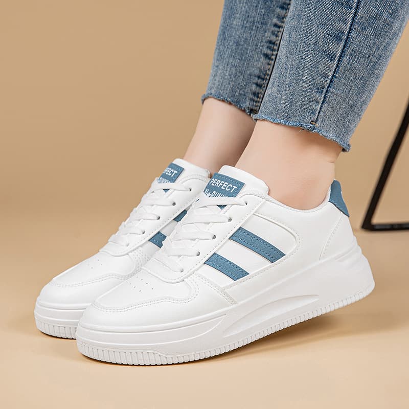 Women's Chunky Sole Sneakers – Lightweight, Non-Slip, Korean-Style Casual Shoes in White, Brown & Blue, photo 3