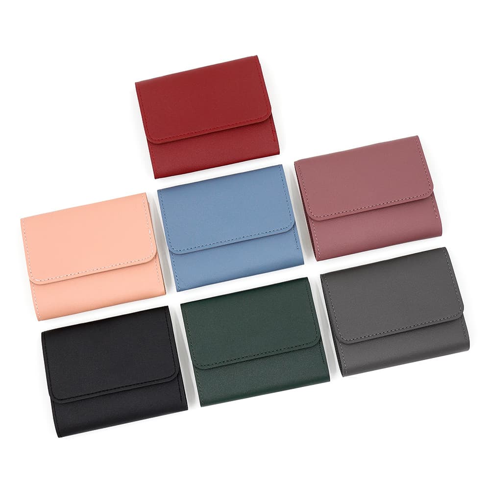 Women's Tri-Fold Wallet – Multiple Card Slots, Large Capacity & Coin Purse | Solid Color PVC, photo 3