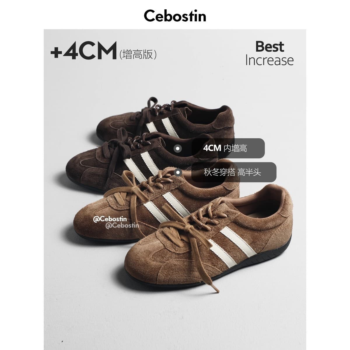 Women's Genuine Leather Sneakers with Hidden Heel – Casual Lace-Up Shoes in Black, Brown, Beige, photo 2