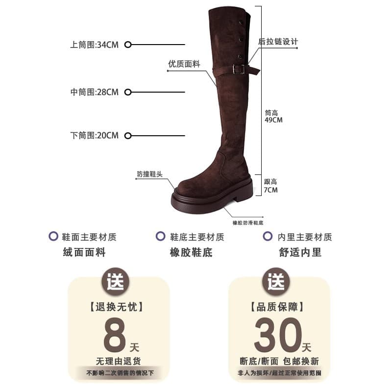 Women's Fold-Over Chunky Heel Western Boots – Knee-High Riding Style with Platform Sole, photo 4