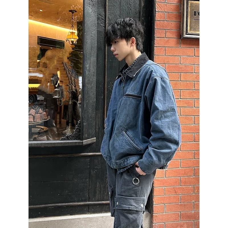 Detroit Blue Men's Vintage-Style Lightweight Work Jacket with Zip Front, photo 3