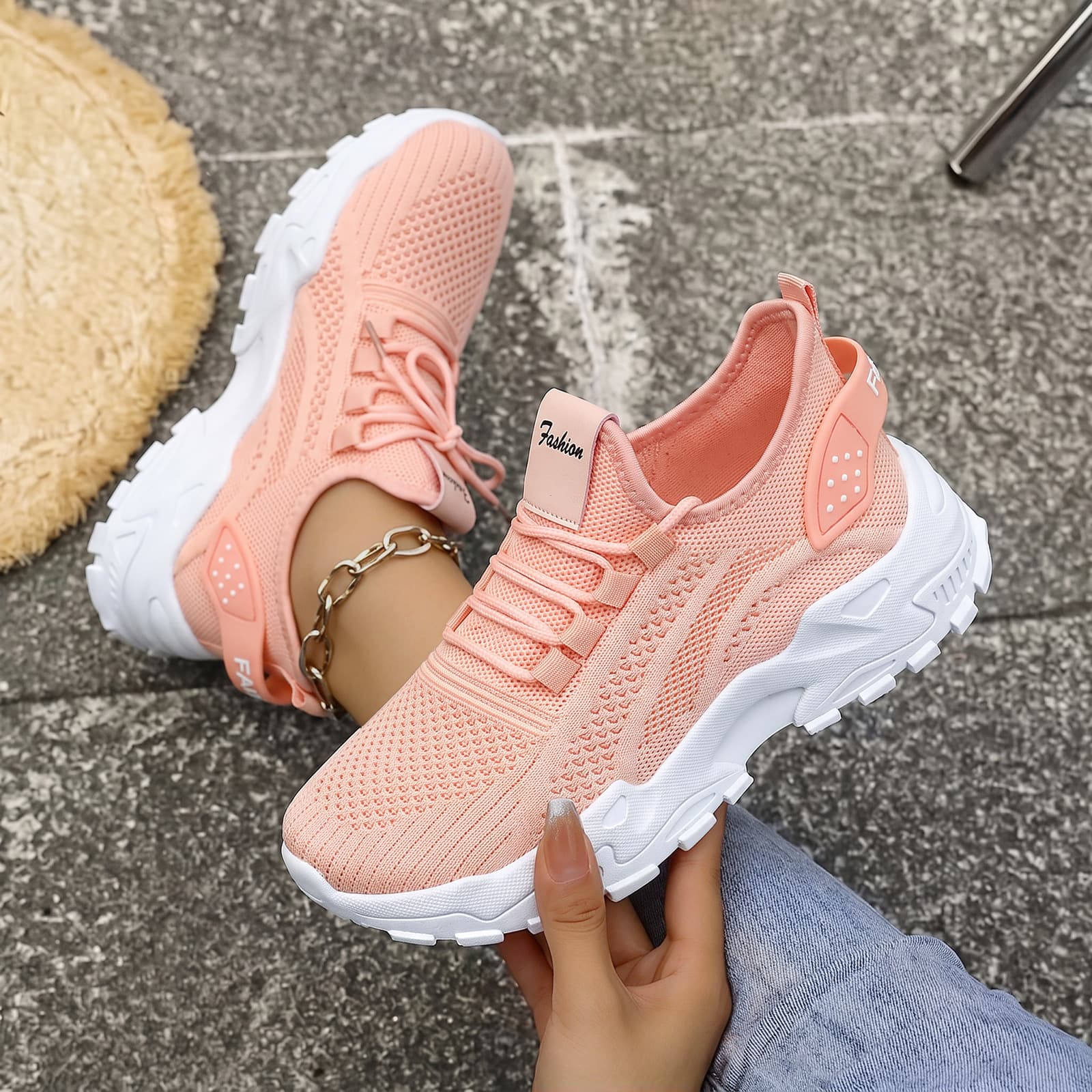 Plus-Size Women's Lightweight Sneakers – Breathable Knit Low-Top Lace-Up Shoes with Height-Boosting Sole, Sizes 36-43, 10 Colors, photo 7