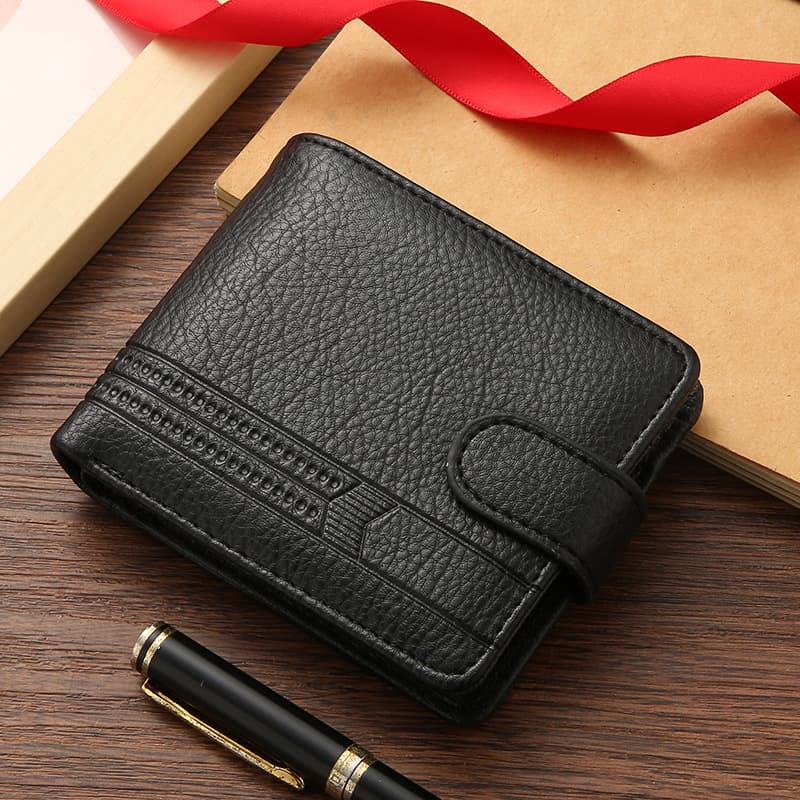 Manufacturer Wholesale: Men's Wallets—PU Leather, Short Style, Export-Grade, Cross-Border, Zipper and Snap Closure, Billfold, Coin Purse with Zipper, photo 6