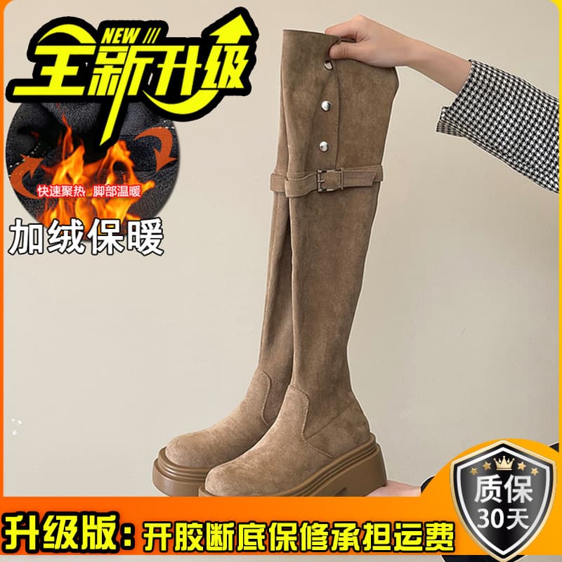 Women's Fold-Over Chunky Heel Western Boots – Knee-High Riding Style with Platform Sole, photo 7