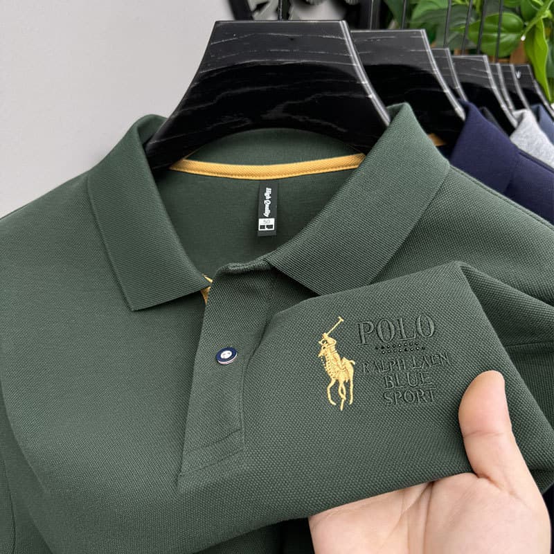 Fall Long-Sleeve Polo Shirt for Men: Business-Casual, Versatile, for Middle-Aged Men, with 10,000-Stitch Embroidery and a Turn-Down Collar—Exclusively for Cross-Border Sales, photo 9