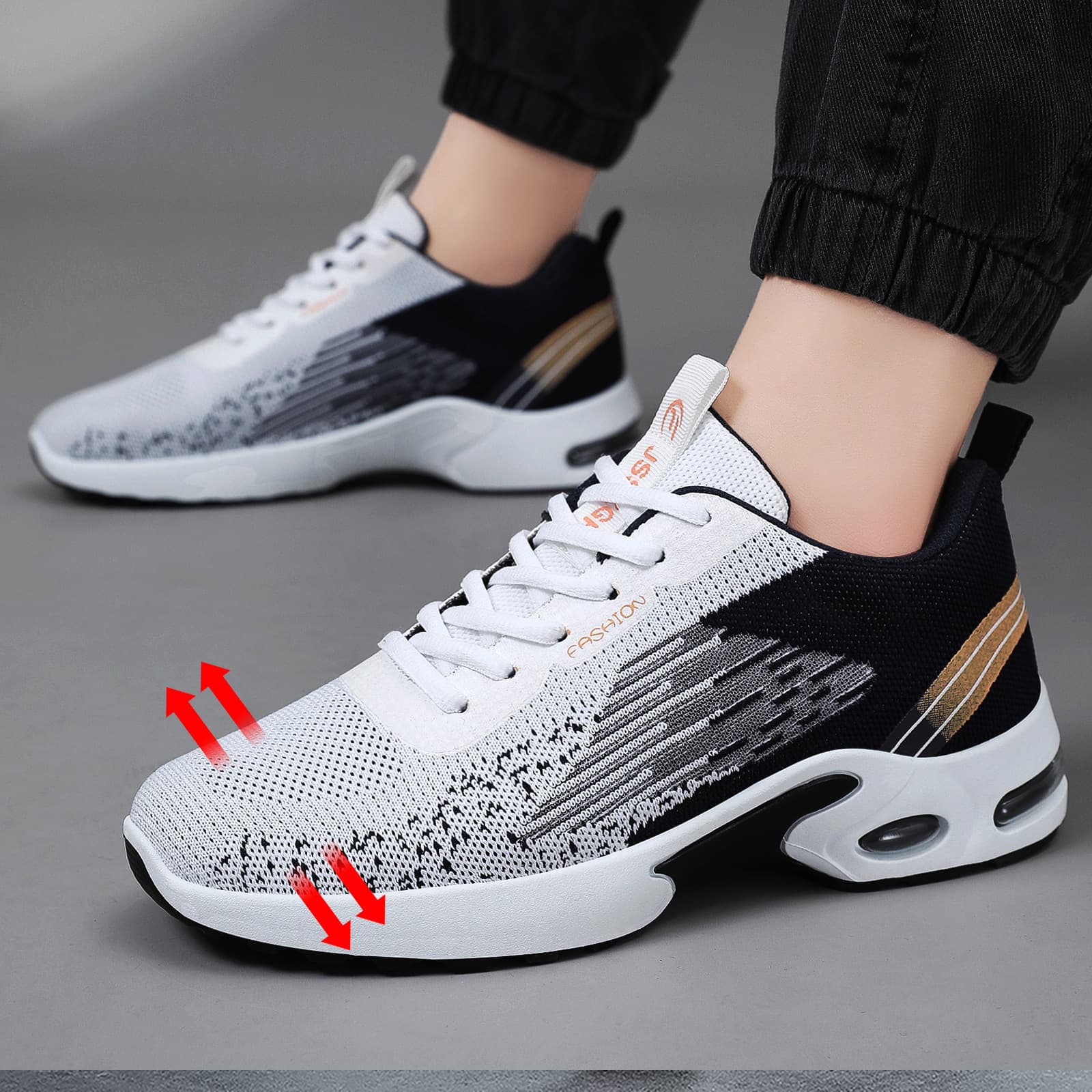 Men's Breathable Knit Running Sneakers – Lightweight Lace-Up Athletic Shoes in Large Sizes, Odor-Resistant, Multiple Colors, photo 7