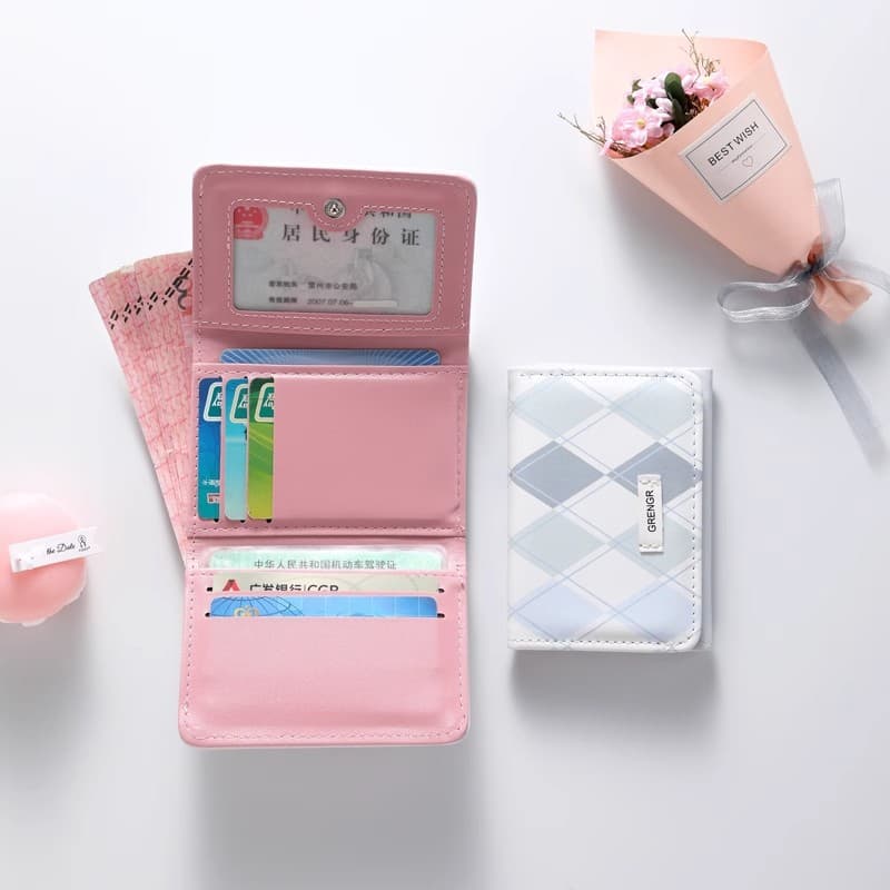 Sea Salt Blue Checkered Wallet—Fresh, Minimalist, Instagram-Style, Korean-Inspired, Multifunctional Student Wallet with Integrated Coin and Card Compartments, photo 2