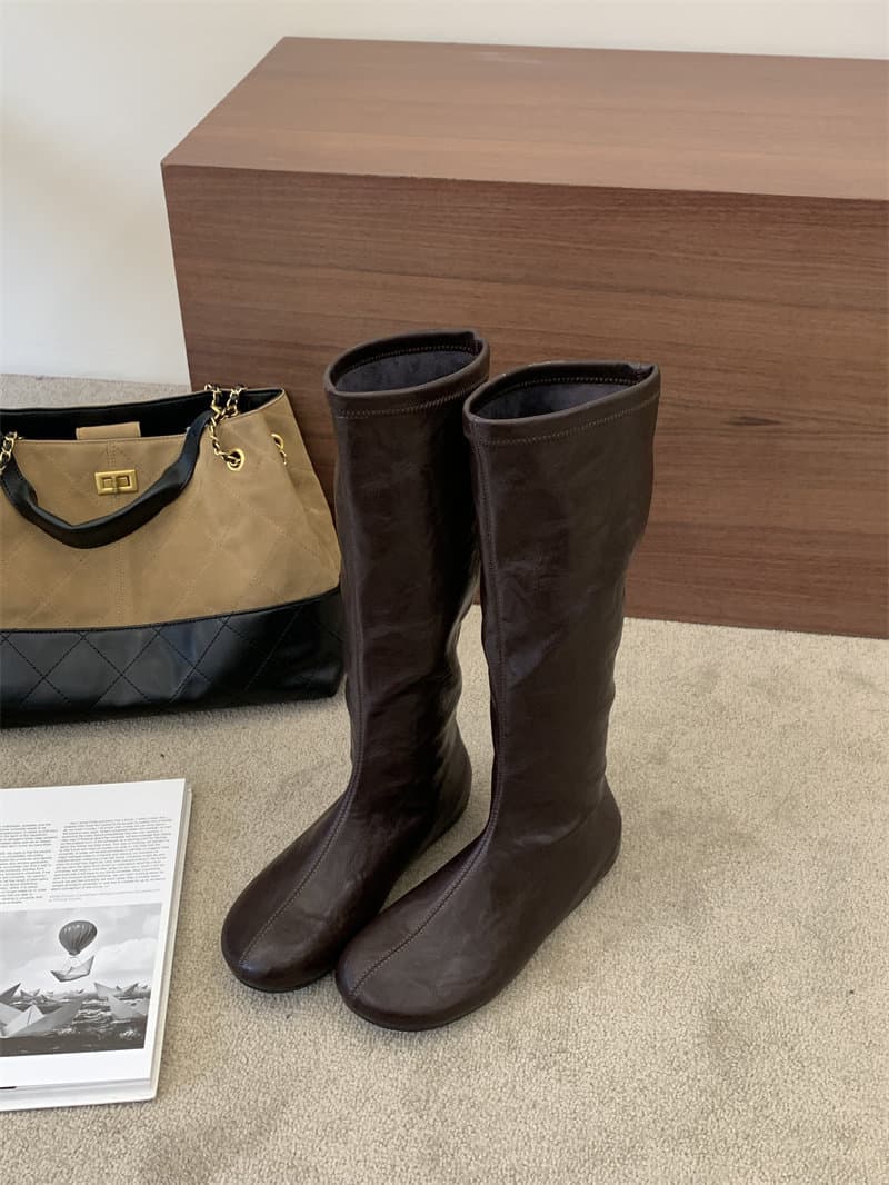Ni Yueyi Women's Retro Knee-High Boots – Chunky Heel, Back Zipper, Black or Brown, photo 6