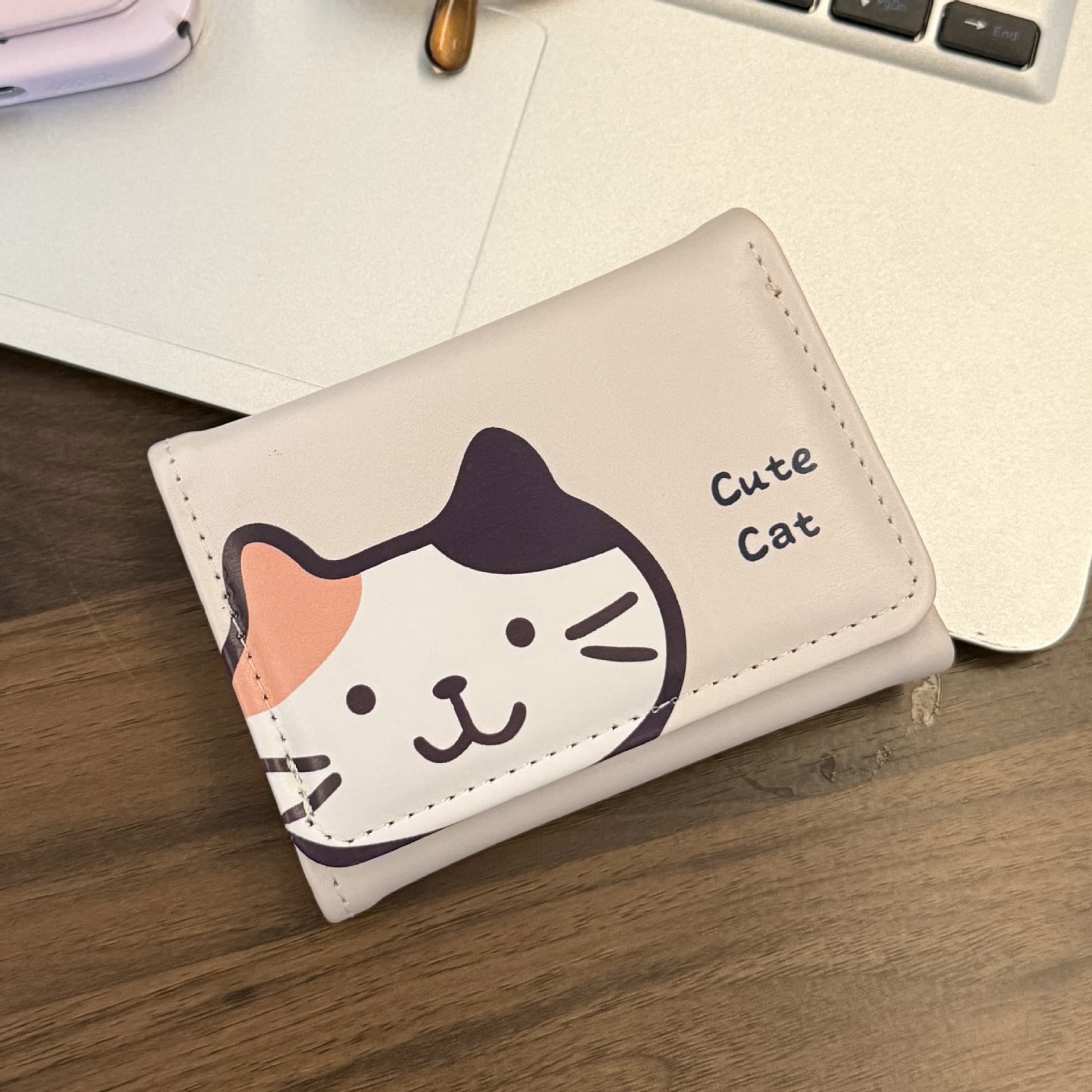 Cute Kitten-Printed Women's Short Wallet – PU Leather, Multiple Card Slots, Buckle Closure & Coin Pocket, photo 9