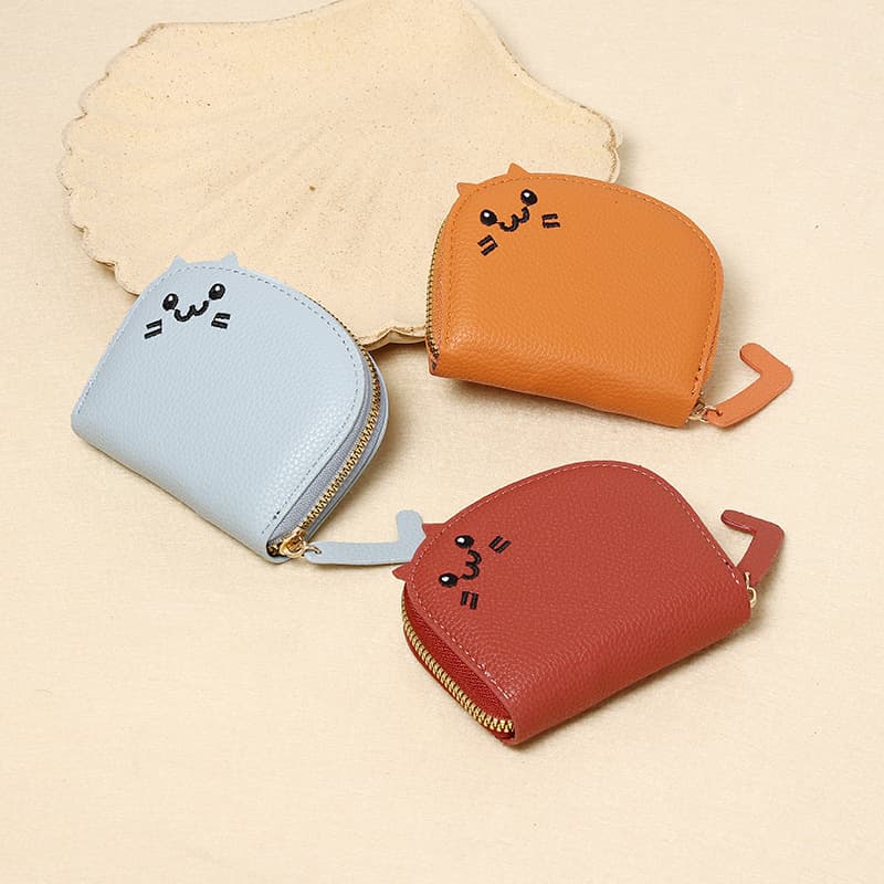 Cute Cat-Themed Card Holder – Compact PU Leather Wallet with Multiple Card Slots & Coin Pocket, 9 Colors, photo 2