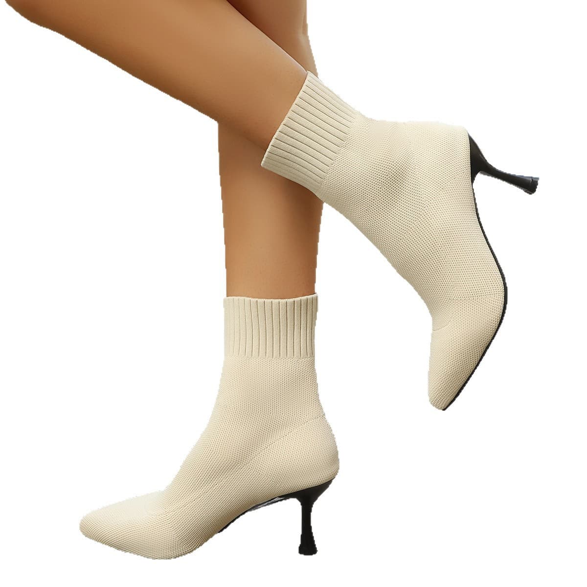 Cross-Border Knit High-Heel Fashion Boots for Women: European & American Style, Fall 2025 New Arrivals—Slim-Heel, Plus Size, Pointed-Toe, Sleeved, Stretch Sock Boots, photo 5