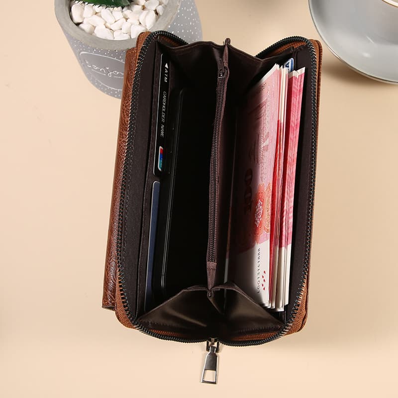 New Cross-Border Men's Large-Capacity Zipper Wallet with Multiple Card Slots, Large-Capacity Clutch, Phone Pouch, and Coin Purse, photo 2