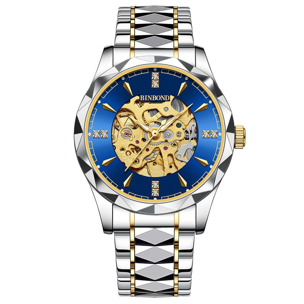 BINBOND Men's Skeleton Mechanical Watch – Water-Resistant 50m, Luminous, Stainless Steel, Business Style, photo 9