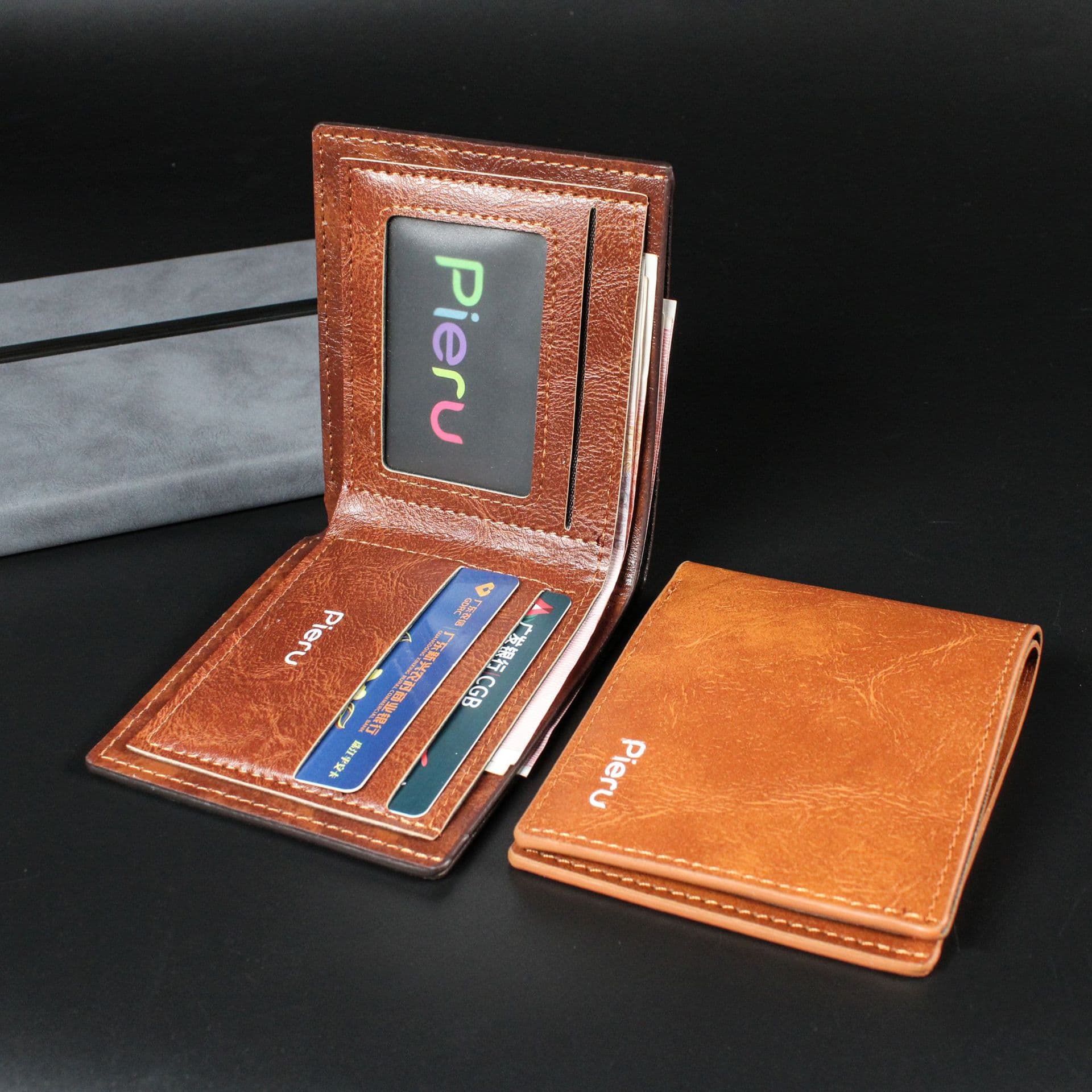Pieru Men's Bi-Fold Wallet – PU Leather, Palm Print, Multifunctional Coin Purse, Black/Brown/Coffee, photo 3
