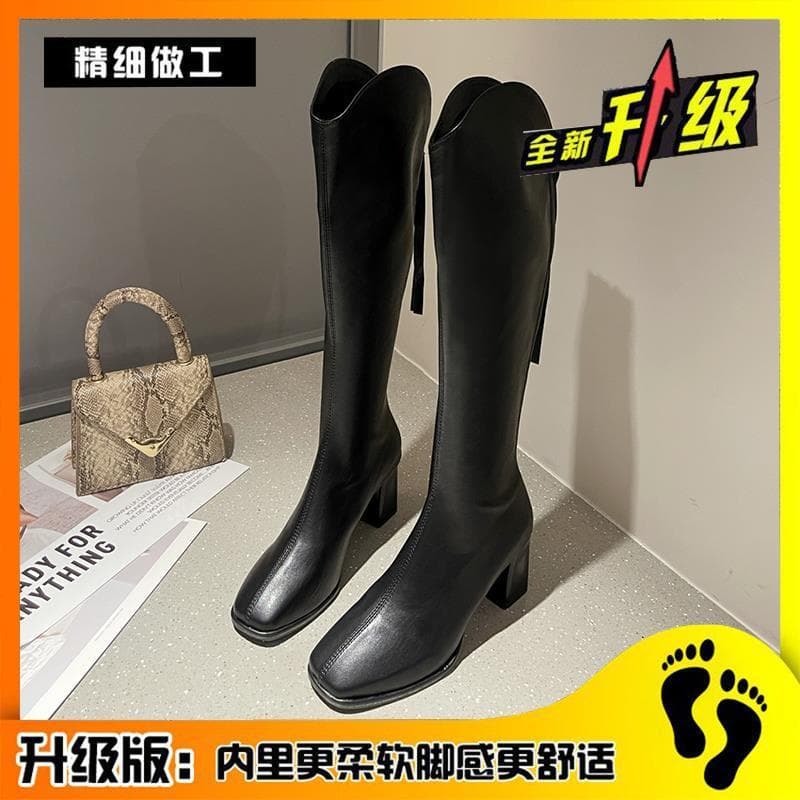 Women's White Knee-High Boots: 2025 Fall/Winter New Arrivals—Fleece-Lined High-Heeled Boots, British-Style Riding Boots for Women, photo 6
