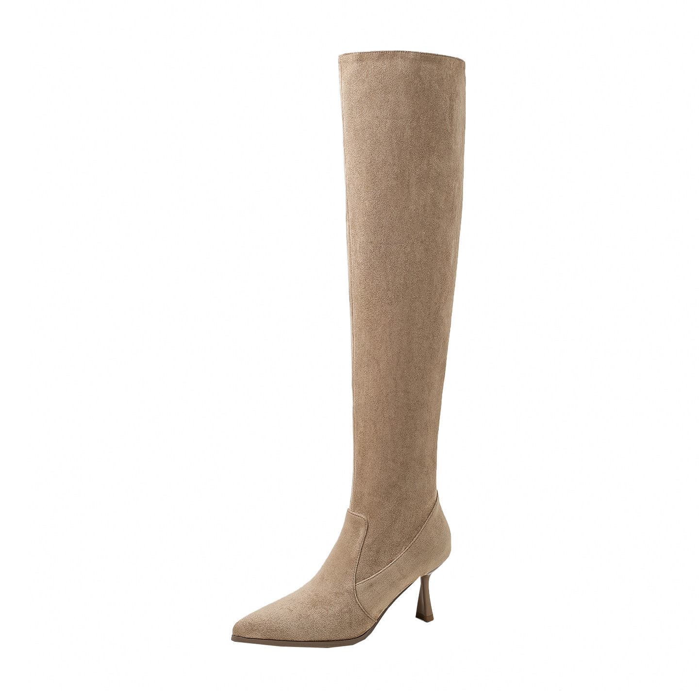 First Look: Seasonal High-Heeled, Slimming Pointed-Toe Stacked-Heel Boots for Women—2026 New Arrival Suede Stiletto Knee-High Boots (Just Below the Knee), photo 5