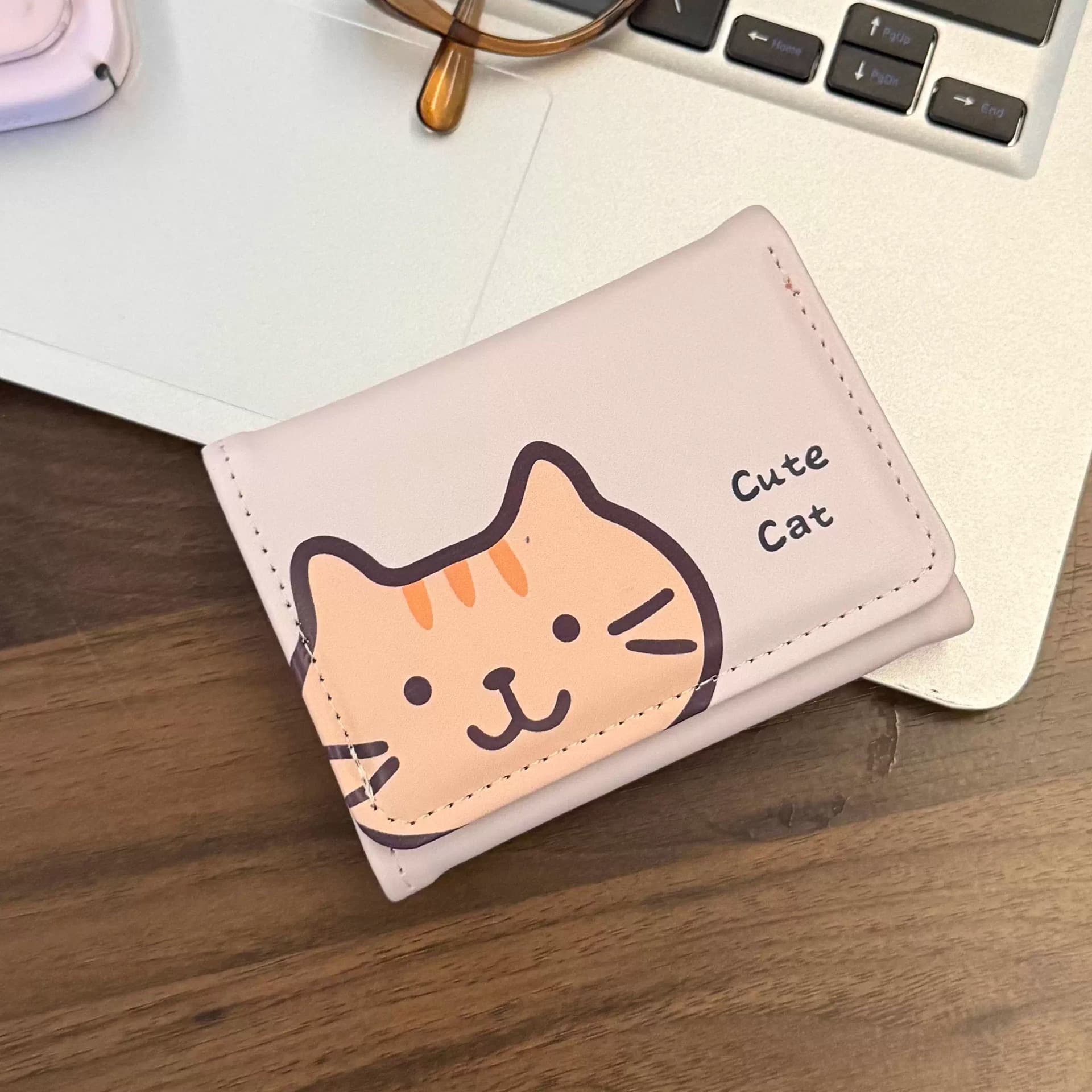 Cute Kitten-Printed Women's Short Wallet – PU Leather, Multiple Card Slots, Buckle Closure & Coin Pocket, photo 6