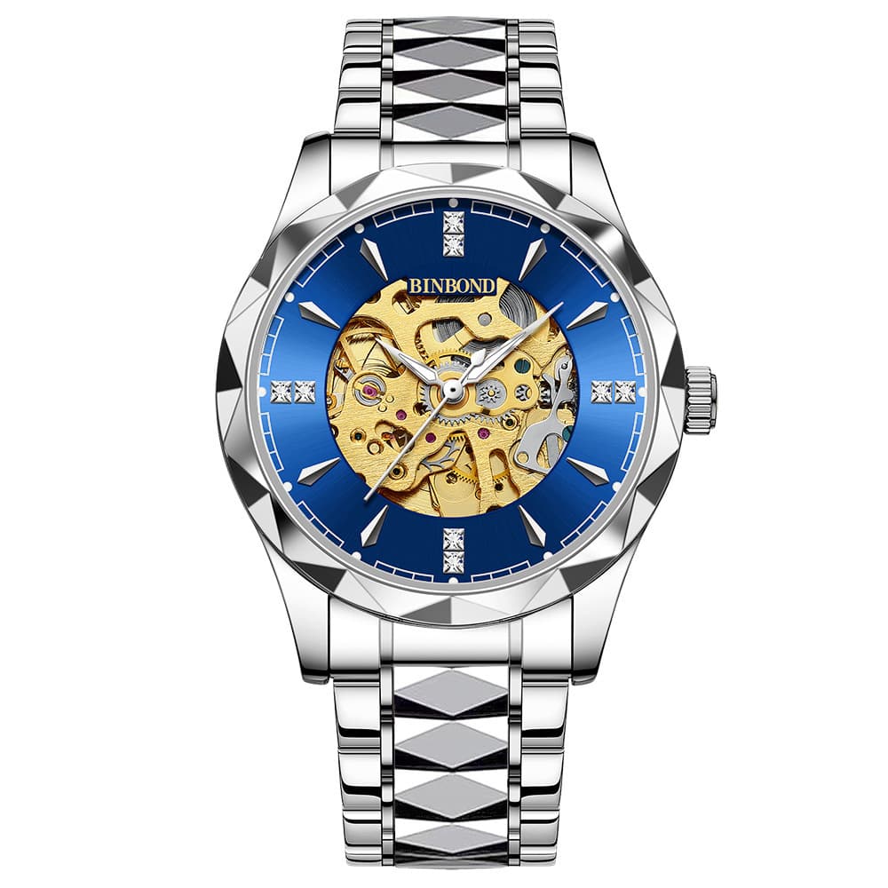 BINBOND Men's Skeleton Mechanical Watch – Water-Resistant 50m, Luminous, Stainless Steel, Business Style, photo 7