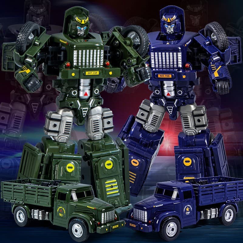 Transformable Inertia Toy Cars – Robot Police Trucks, Military Vehicles & More for Kids, photo 4