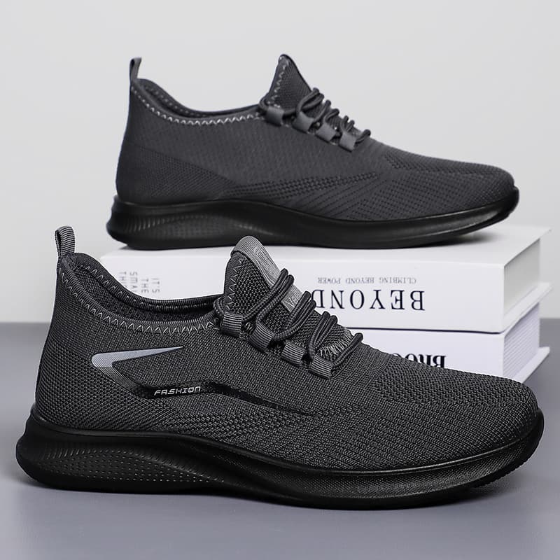 Men's Lightweight Breathable Knit Sneakers – Comfortable Slip-On Casual Shoes, Black/Gray/Royal Blue, Sizes 39-48, photo 4