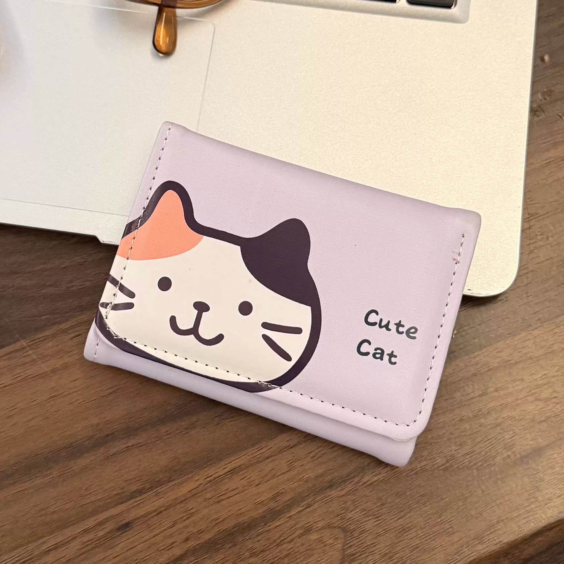 Cute Kitten-Printed Women's Short Wallet – PU Leather, Multiple Card Slots, Buckle Closure & Coin Pocket, photo 10