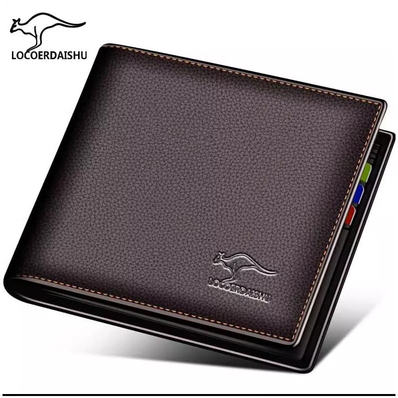 LOCOER Men's Anti-Magnetic PU Leather Wallet – Cowhide Texture, Minimalist Horizontal Design with Multiple Card Slots, photo 5