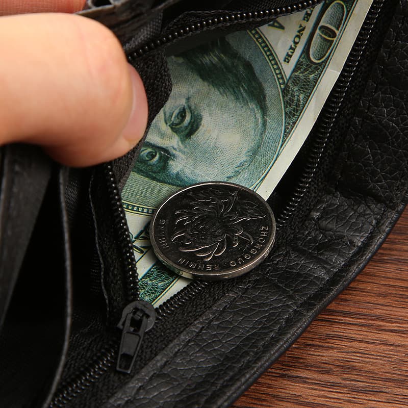Manufacturer Wholesale: Men's Wallets—PU Leather, Short Style, Export-Grade, Cross-Border, Zipper and Snap Closure, Billfold, Coin Purse with Zipper, photo 4