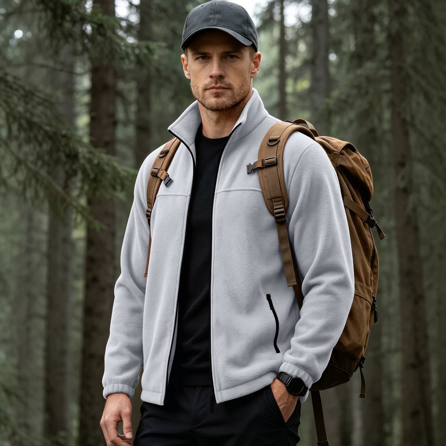 Cross-Border Men's Fleece Jacket: Fall/Winter European & American Casual Amazon Jacket—New Arrival Solid-Color Fleece Outdoor Top, photo 2