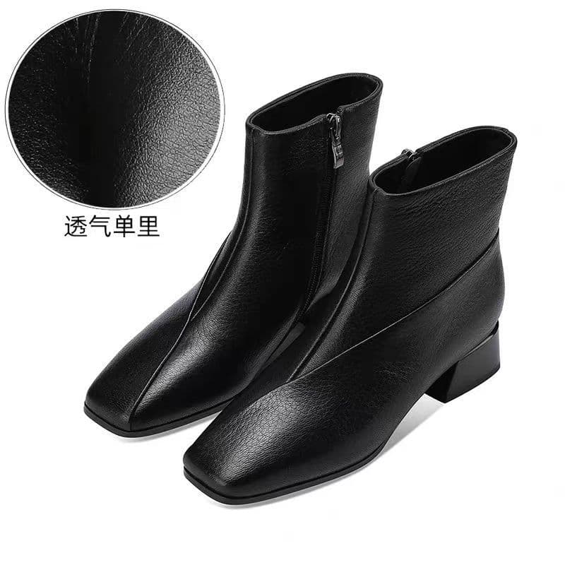 Women's Winter Ankle Boots – Fleece-Lined Soft Microfiber, Mid-Heel Square Toe, Side Zip, photo 6