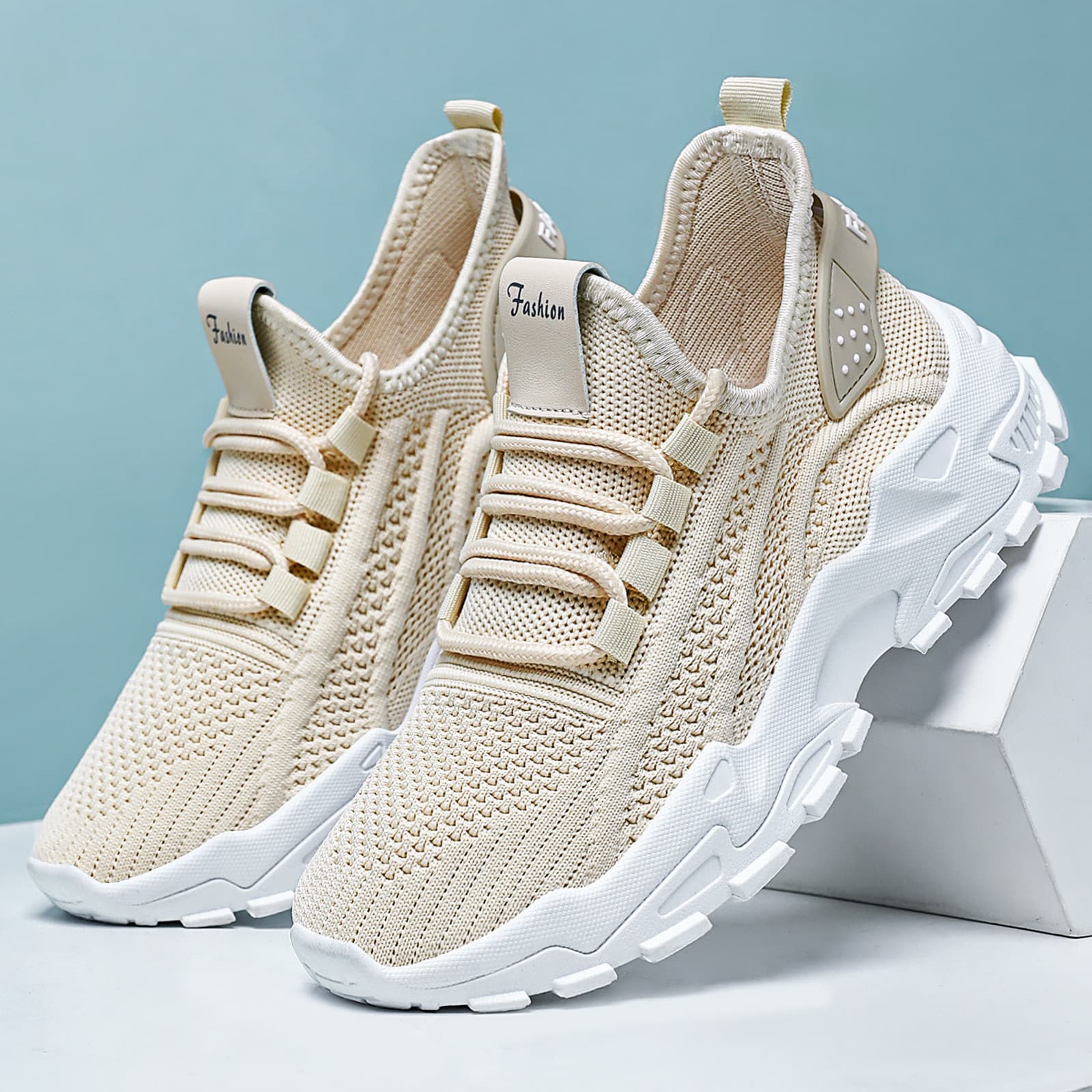 Plus-Size Women's Lightweight Sneakers – Breathable Knit Low-Top Lace-Up Shoes with Height-Boosting Sole, Sizes 36-43, 10 Colors, photo 2