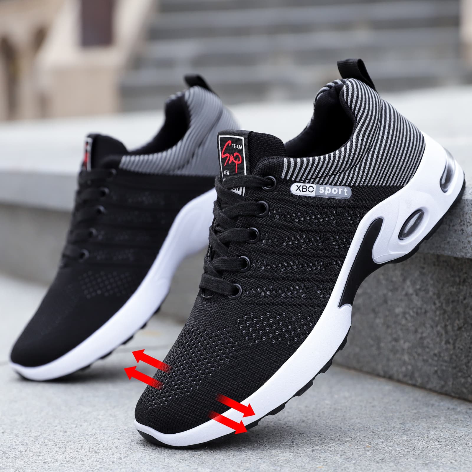 Men's Breathable Knit Running Sneakers – Lightweight Lace-Up Athletic Shoes in Large Sizes, Odor-Resistant, Multiple Colors, photo 8