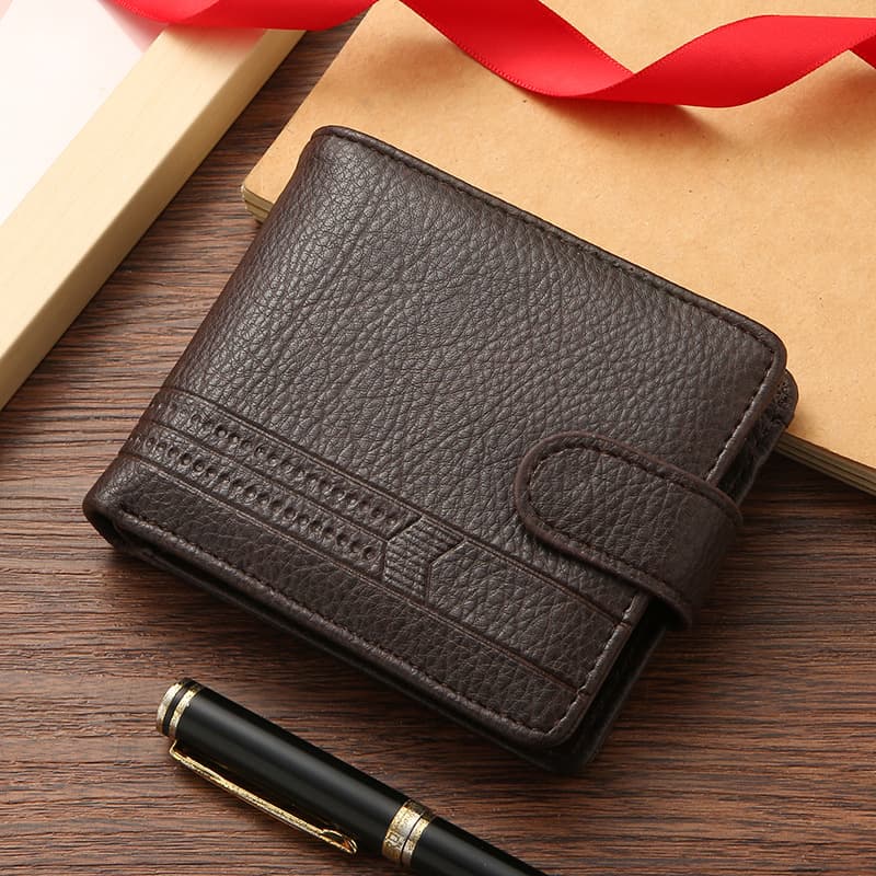 Manufacturer Wholesale: Men's Wallets—PU Leather, Short Style, Export-Grade, Cross-Border, Zipper and Snap Closure, Billfold, Coin Purse with Zipper, photo 7