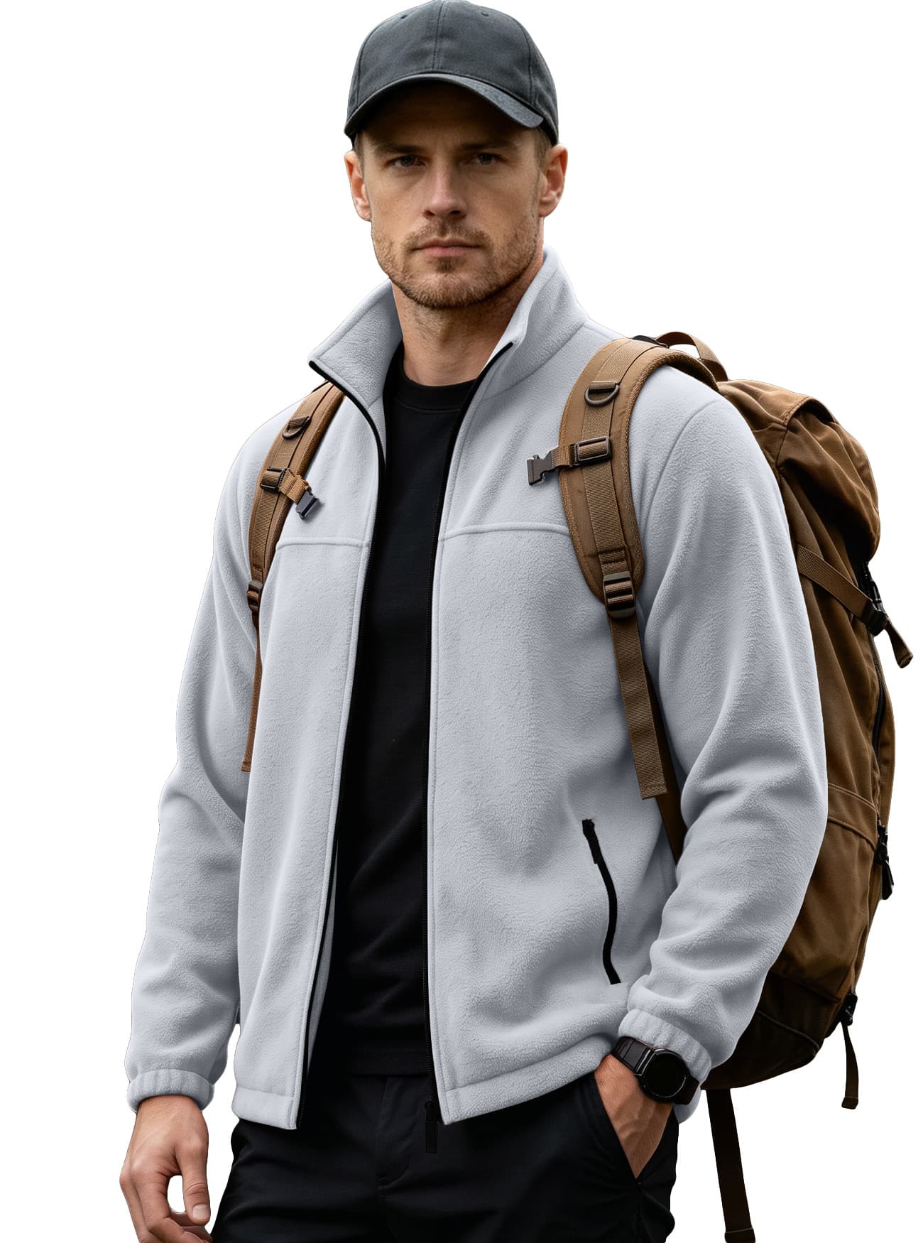 Cross-Border Men's Fleece Jacket: Fall/Winter European & American Casual Amazon Jacket—New Arrival Solid-Color Fleece Outdoor Top, photo 10