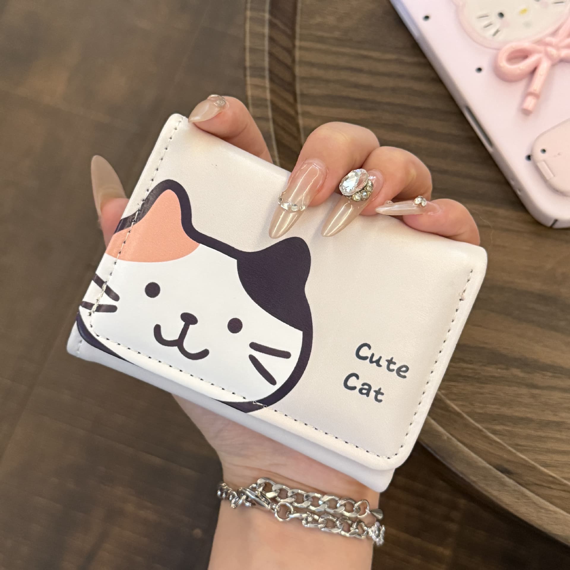 Cute Kitten-Printed Women's Short Wallet – PU Leather, Multiple Card Slots, Buckle Closure & Coin Pocket, photo 4